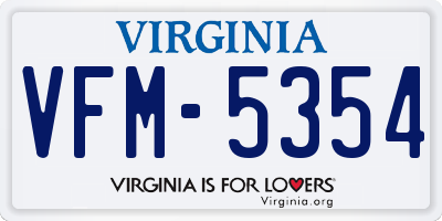 VA license plate VFM5354