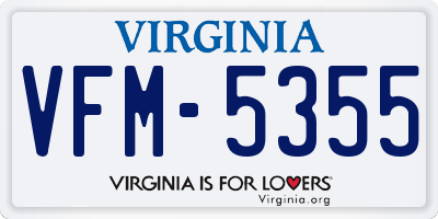 VA license plate VFM5355