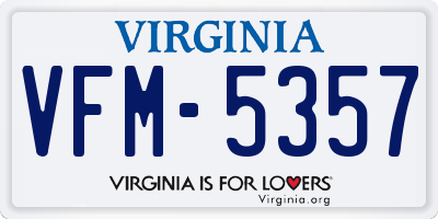 VA license plate VFM5357