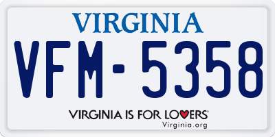 VA license plate VFM5358