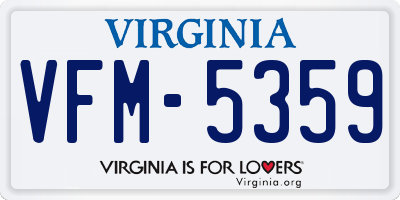 VA license plate VFM5359