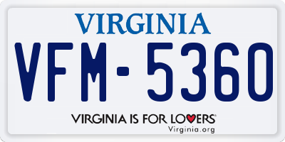 VA license plate VFM5360