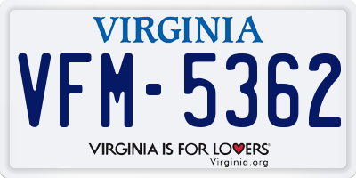 VA license plate VFM5362