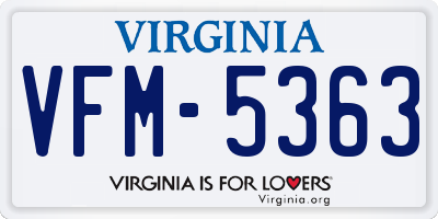 VA license plate VFM5363