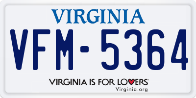 VA license plate VFM5364