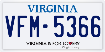 VA license plate VFM5366