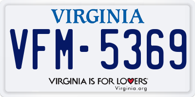 VA license plate VFM5369