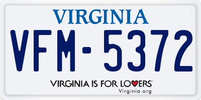 VA license plate VFM5372