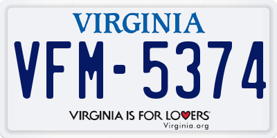 VA license plate VFM5374