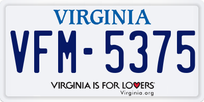 VA license plate VFM5375