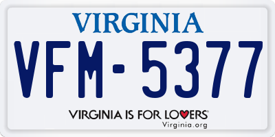 VA license plate VFM5377
