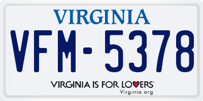 VA license plate VFM5378