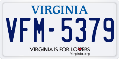 VA license plate VFM5379