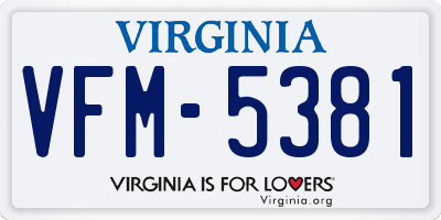 VA license plate VFM5381