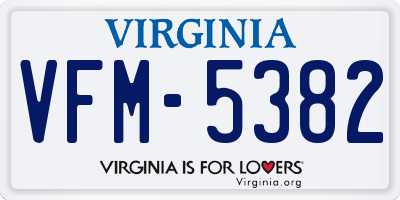 VA license plate VFM5382