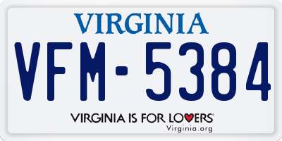 VA license plate VFM5384
