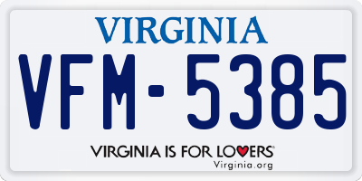 VA license plate VFM5385
