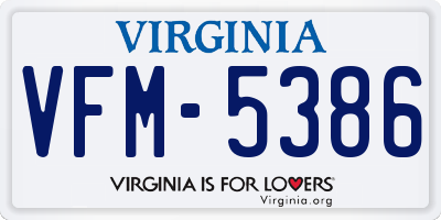 VA license plate VFM5386