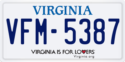 VA license plate VFM5387