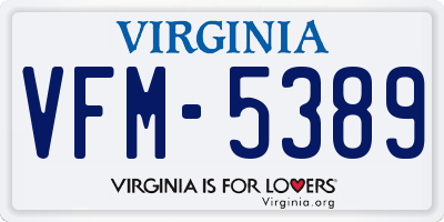 VA license plate VFM5389