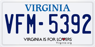 VA license plate VFM5392
