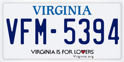 VA license plate VFM5394