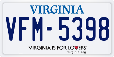 VA license plate VFM5398