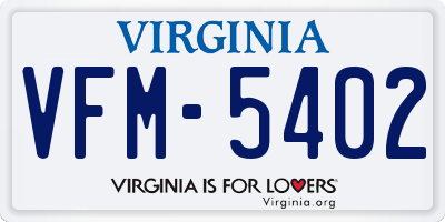 VA license plate VFM5402