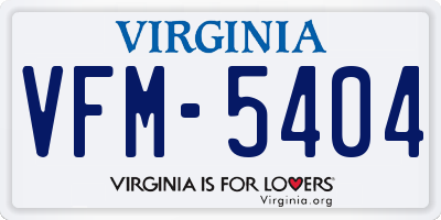VA license plate VFM5404