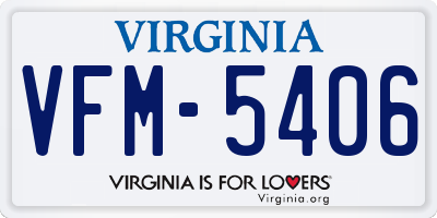 VA license plate VFM5406
