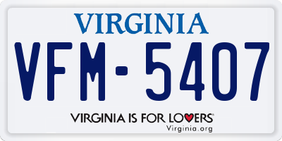 VA license plate VFM5407