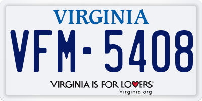 VA license plate VFM5408