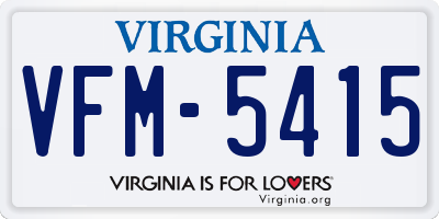 VA license plate VFM5415