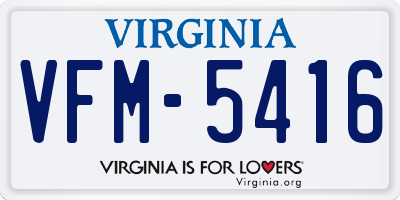 VA license plate VFM5416