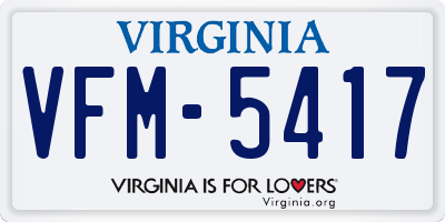 VA license plate VFM5417