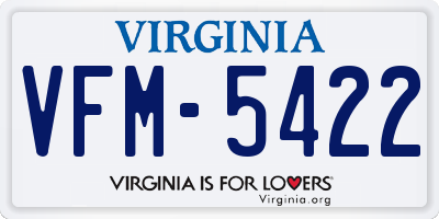 VA license plate VFM5422