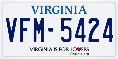VA license plate VFM5424