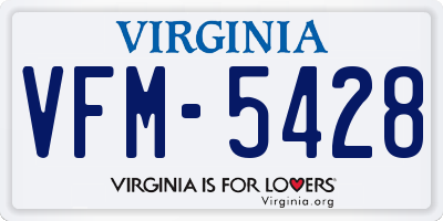VA license plate VFM5428
