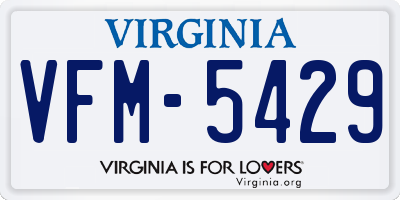 VA license plate VFM5429