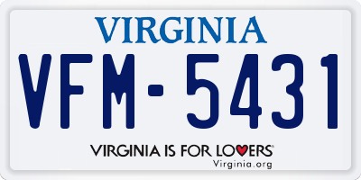 VA license plate VFM5431