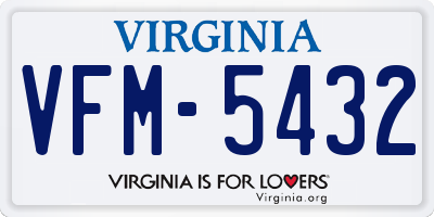VA license plate VFM5432