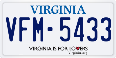 VA license plate VFM5433