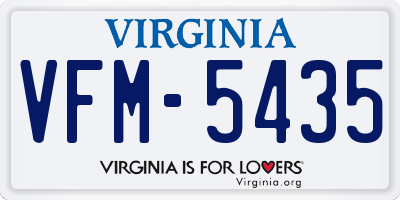 VA license plate VFM5435