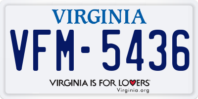 VA license plate VFM5436