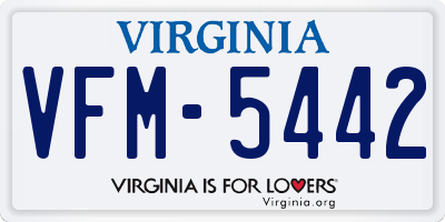 VA license plate VFM5442