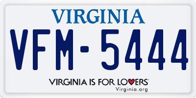 VA license plate VFM5444