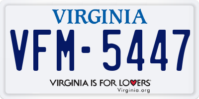 VA license plate VFM5447