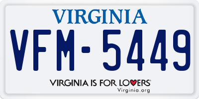 VA license plate VFM5449
