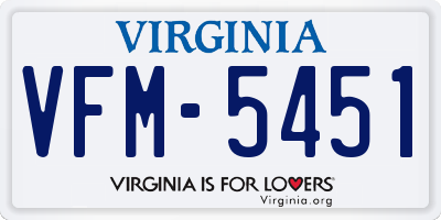 VA license plate VFM5451