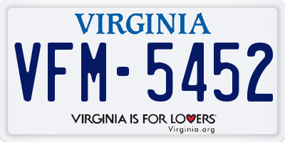 VA license plate VFM5452